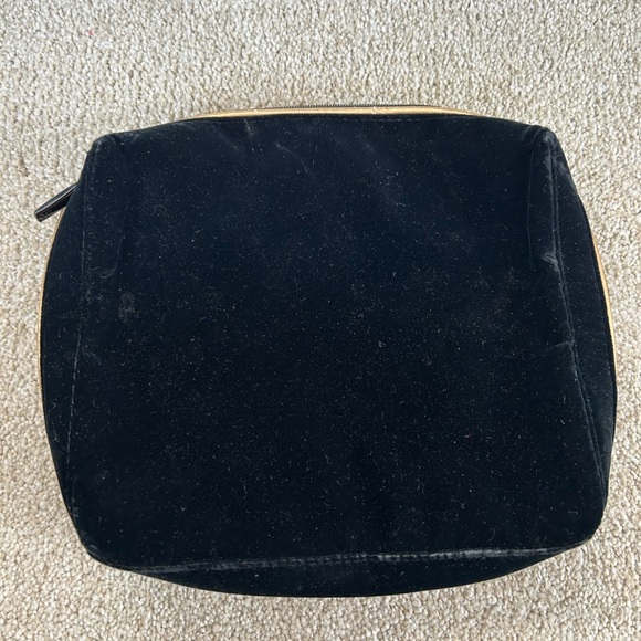 Chanel Parfums black velvet zip top cosmetics bag. - Picture 2 of 6